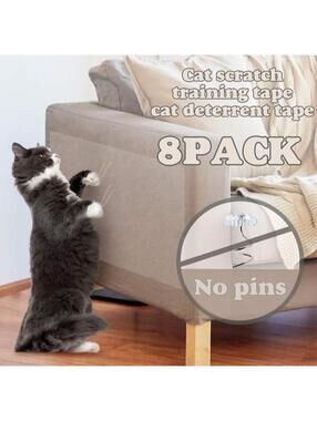 Cat Couch Protector Tape 8 Pack Large Clear Anti Scratch No Pins Residue Free